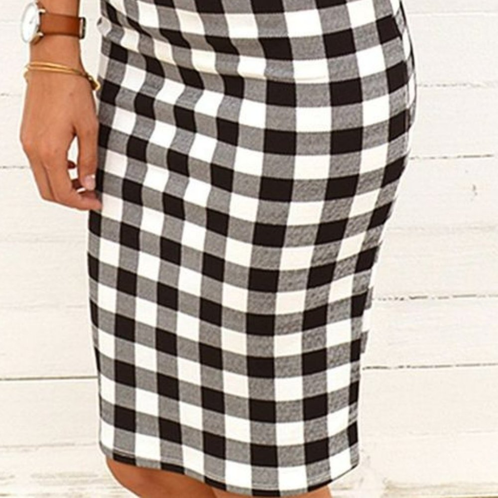Ann Taylor Pencil Skirt, Black and White Plaid